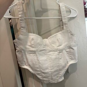 Zara White Structured Corset Crop Top